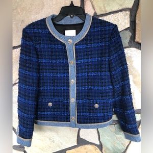 Sandro Tweed Jacket Electric Blue